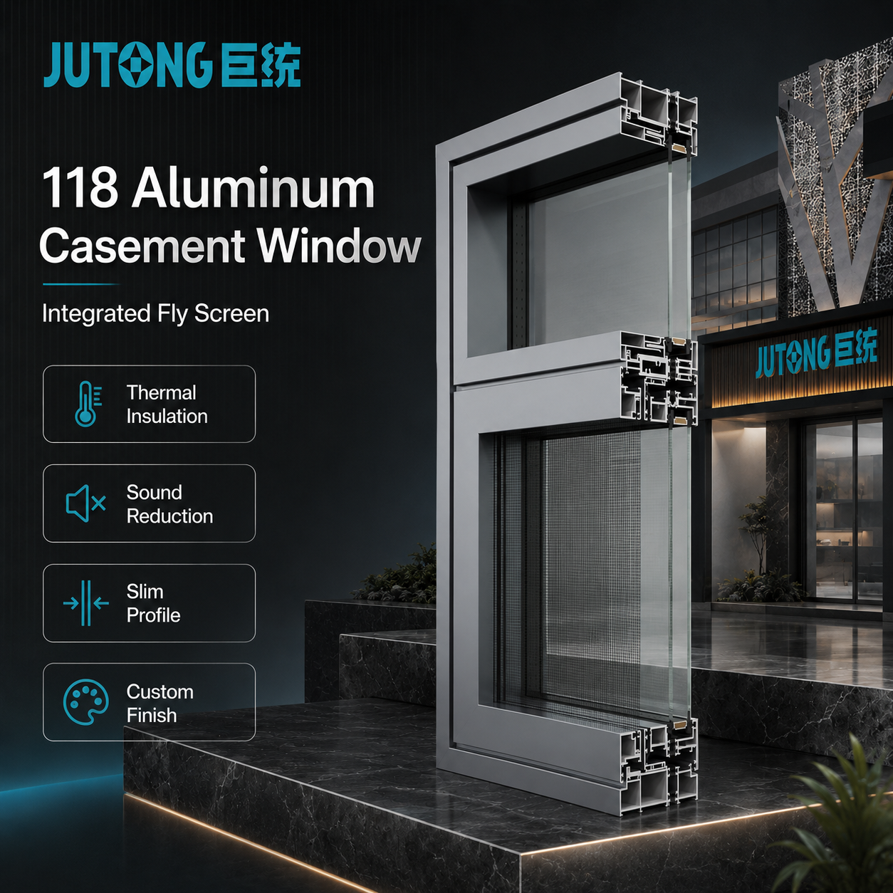 118 aluminum casement Windows